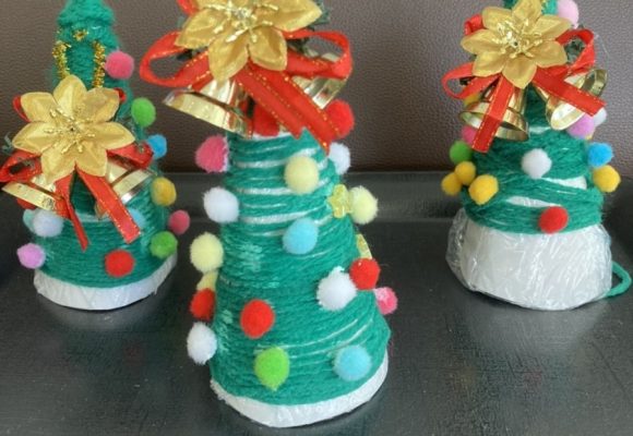🧶毛糸でクリスマスツリー作りました🎄（老司）