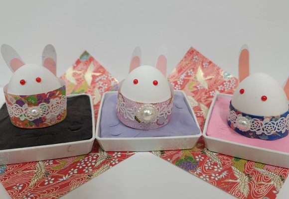 【長丘店】たまごの殻でウサギ作製🐰💚