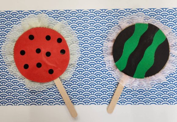 【長丘店】スイカ🍉のうちわ作り